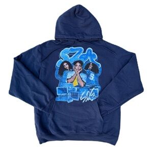 Sza SOS Tour Music R&B Pop Hip Hop Navy Blue Graphic Hoodie Pullover Sweater